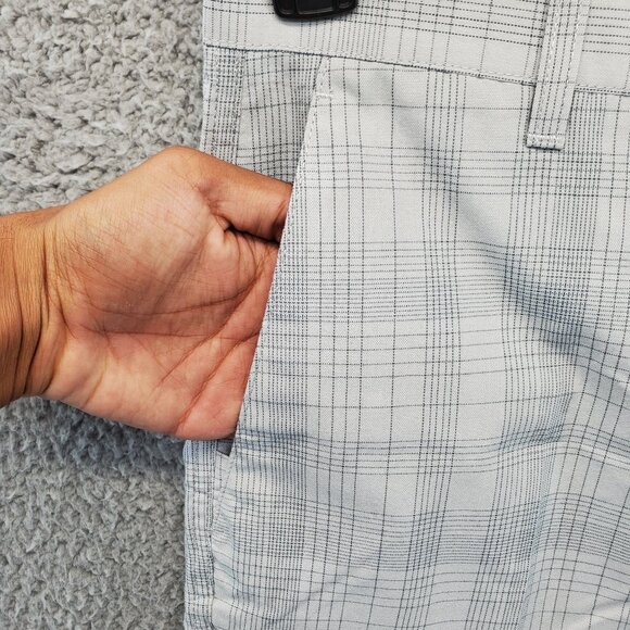 Hurley Mens Shorts Light Gray 28 Check Pattern Granada Length 21.5” Casu… - Picture 2 of 10